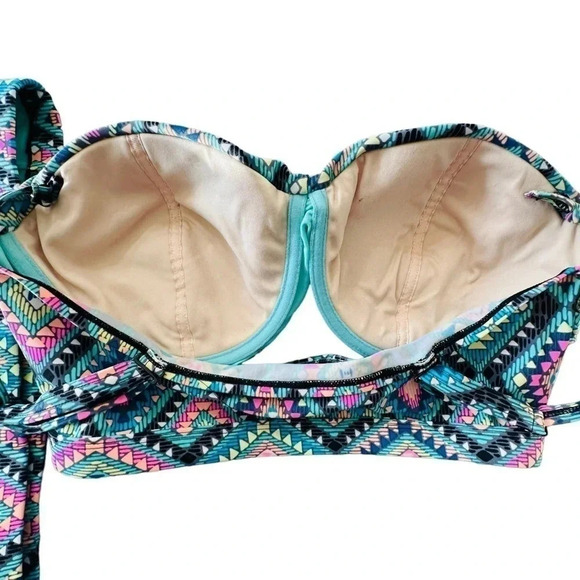 Forever 21 XL/1X multi color boho print high waist bikini bottoms + matching top - Picture 6 of 9